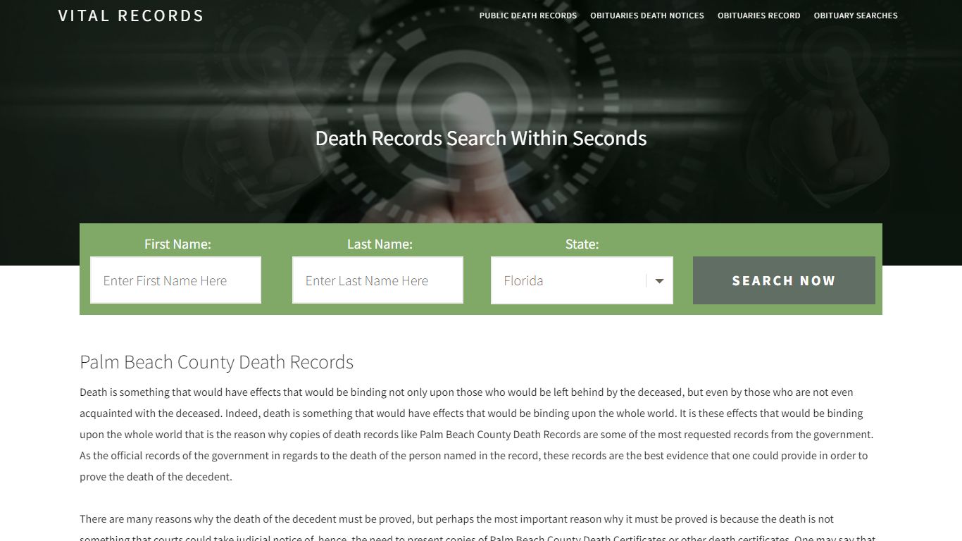 Palm Beach County Death Records |Enter Name and Search|14 ...