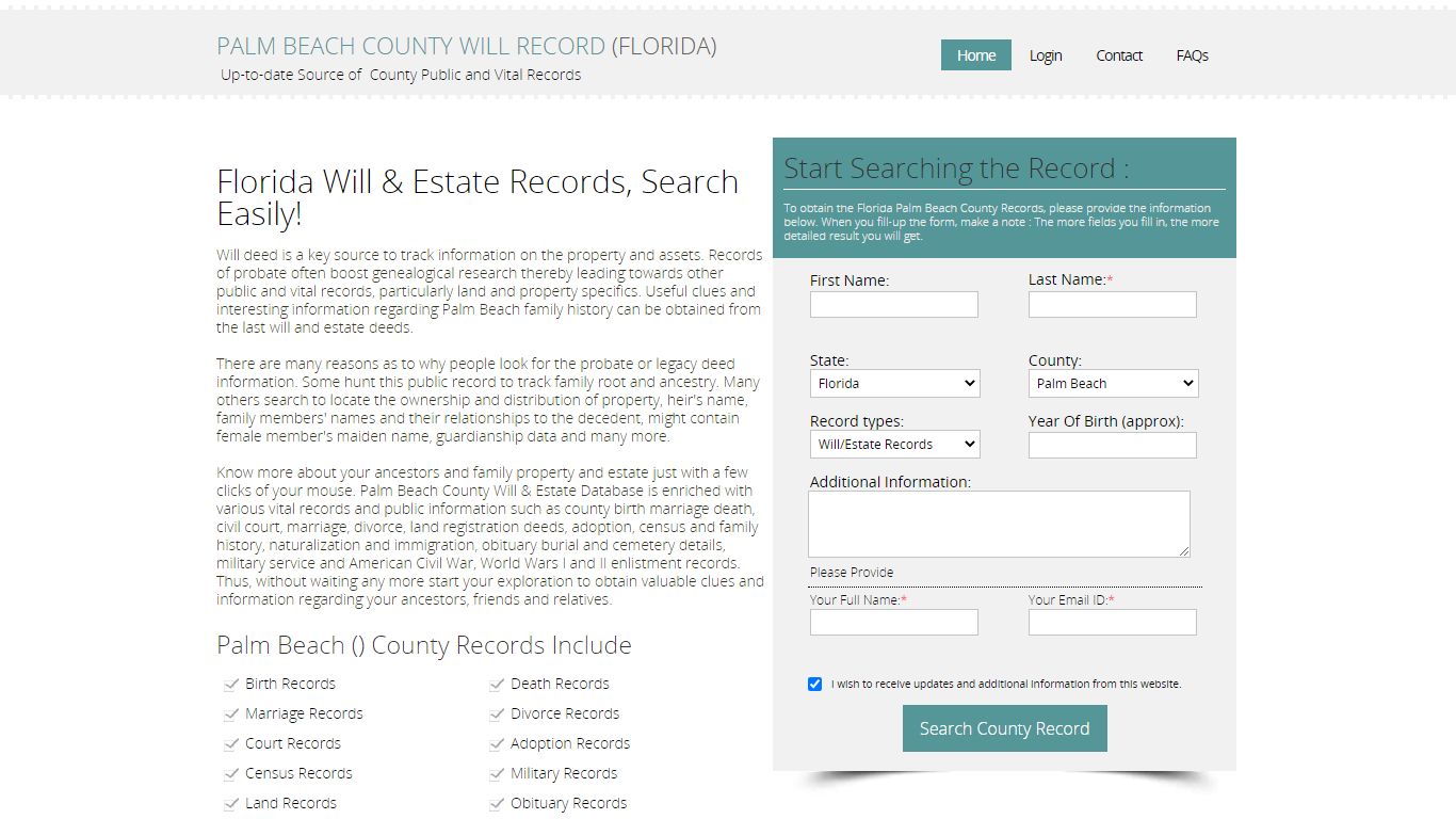 Palm Beach County, Florida Public Will & Estate Records Index